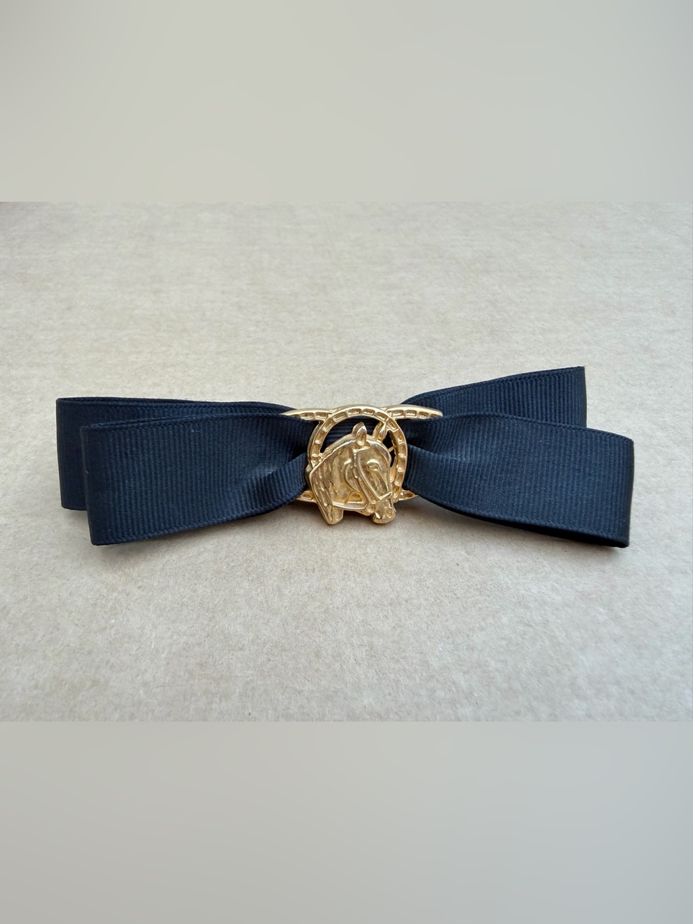 Vintage French Equestrian Horse Head Bow Barrette with Bun Net Made in France